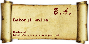 Bakonyi Anina névjegykártya